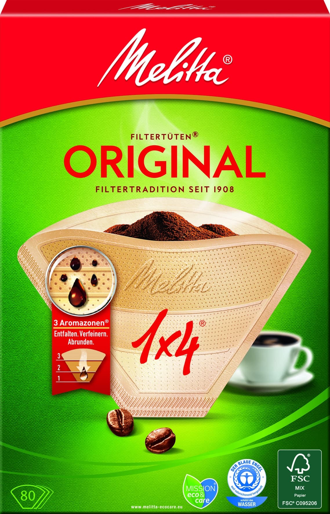 1x4/80 naturbraun Filtertüten